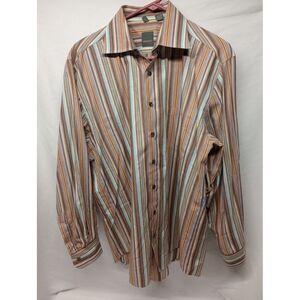 HAUPT Shirt Mens Large‎ 41/42 16.5 Fashion Fit Button Down Striped Long Sleeve